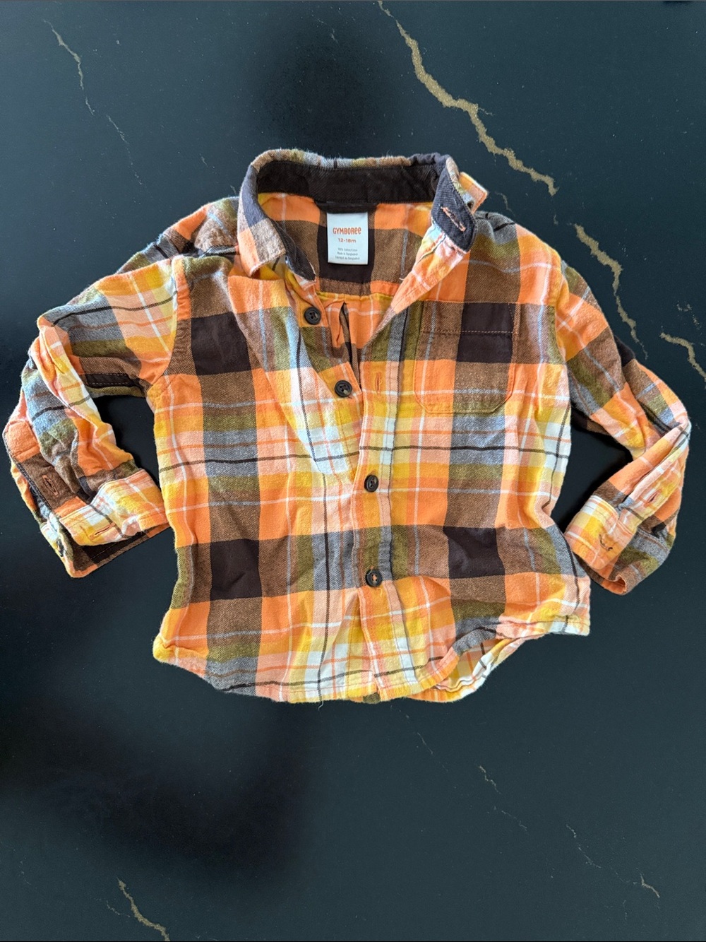 Gymboree Orange and Brown Plaid Button-Down Shirt